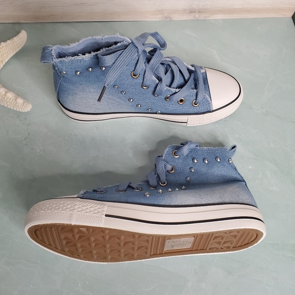 New! Denim Lace Up Sneakers - Picture 5 of 6